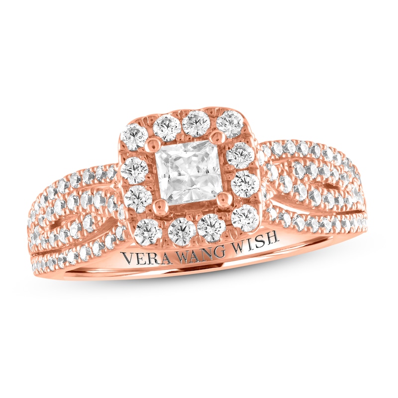 Main Image 1 of Previously Owned Vera Wang WISH Diamond Engagement Ring 1 ct tw Princess/Round 14K Rose Gold