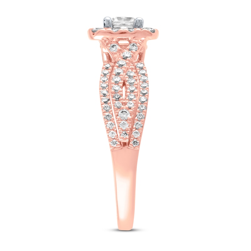 Main Image 2 of Previously Owned Vera Wang WISH Diamond Engagement Ring 1 ct tw Princess/Round 14K Rose Gold