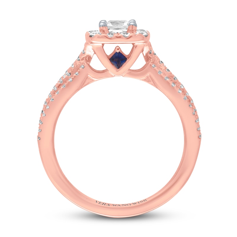 Main Image 3 of Previously Owned Vera Wang WISH Diamond Engagement Ring 1 ct tw Princess/Round 14K Rose Gold
