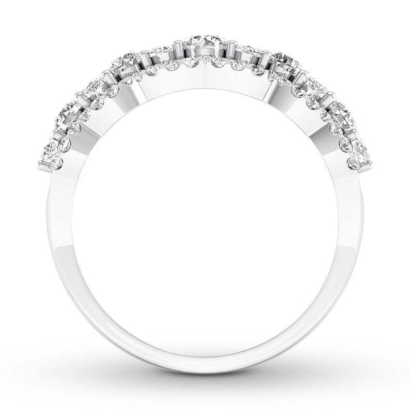 Main Image 2 of Previously Owned Diamond Anniversary Ring 3/4 ct tw Round/Marquise 14K White Gold