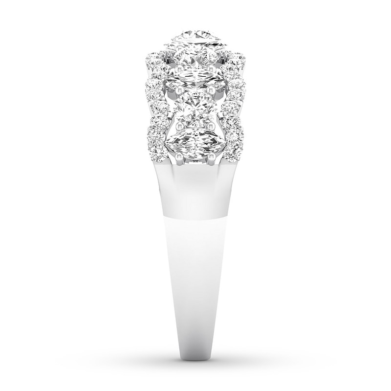 Main Image 3 of Previously Owned Diamond Anniversary Ring 3/4 ct tw Round/Marquise 14K White Gold