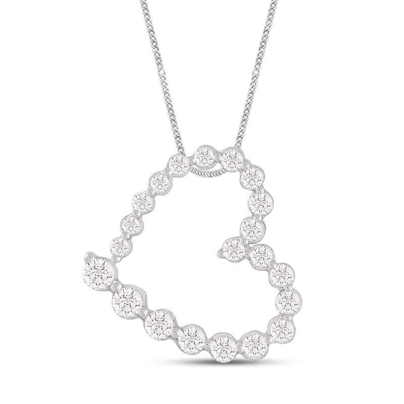 Previously Owned Diamond Heart Necklace 1/2 ct tw Round 10K White Gold 19"