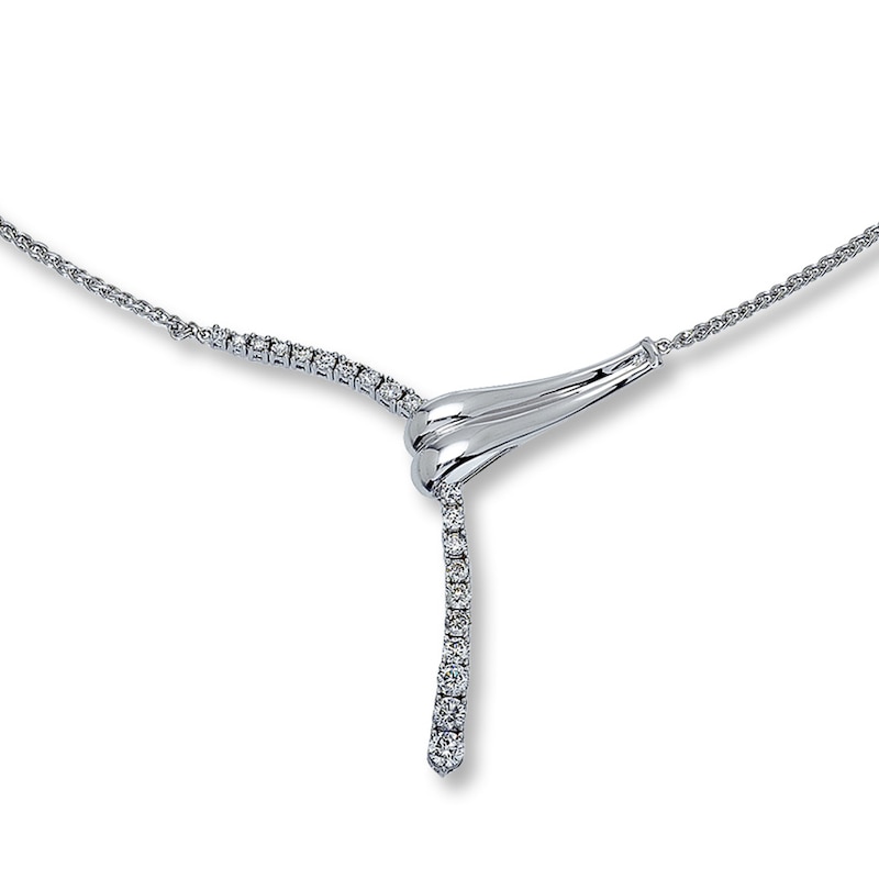 Main Image 1 of Previously Owned Diamond Necklace 1 ct tw Round 14K White Gold