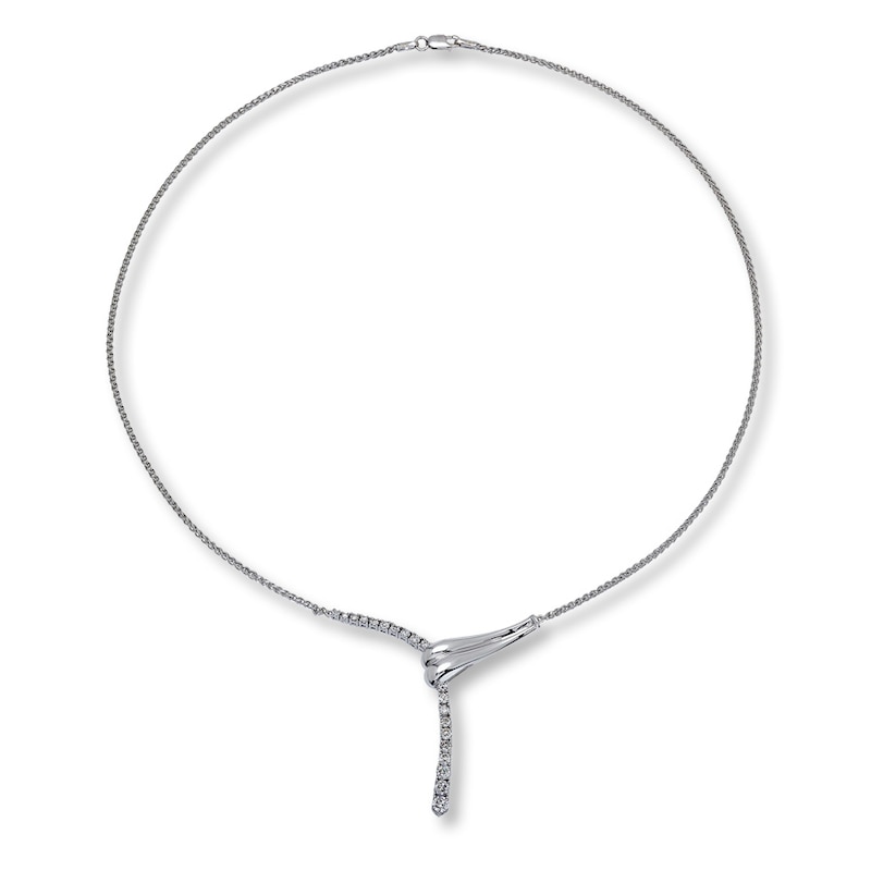 Main Image 2 of Previously Owned Diamond Necklace 1 ct tw Round 14K White Gold