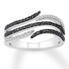 Thumbnail Image 1 of Previously Owned Black Diamond Swirl Ring 1/3 ct tw 10K White Gold