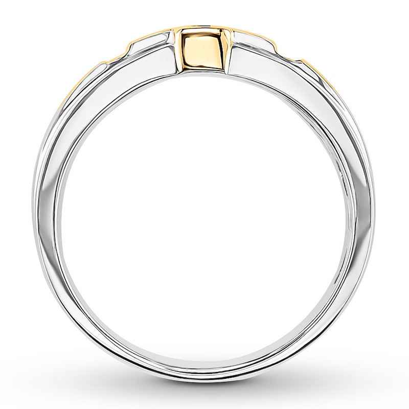 Main Image 2 of Previously Owned Men's Diamond Solitaire Ring 1/6 carat Round 10K Two-Tone Gold