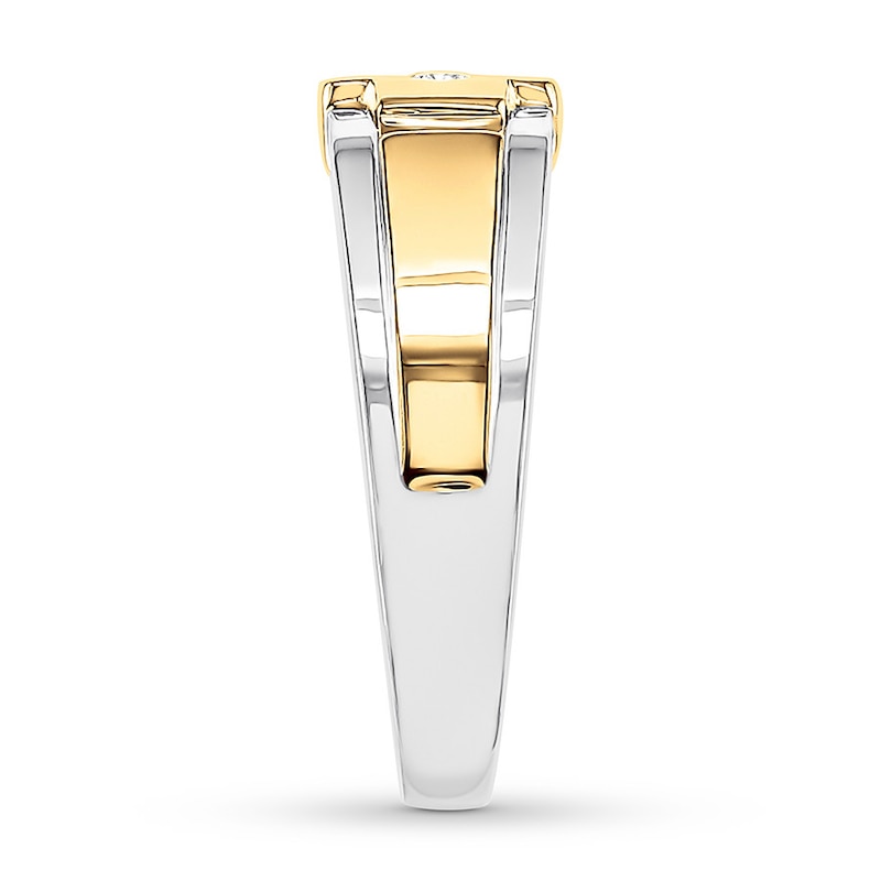 Main Image 3 of Previously Owned Men's Diamond Solitaire Ring 1/6 carat Round 10K Two-Tone Gold