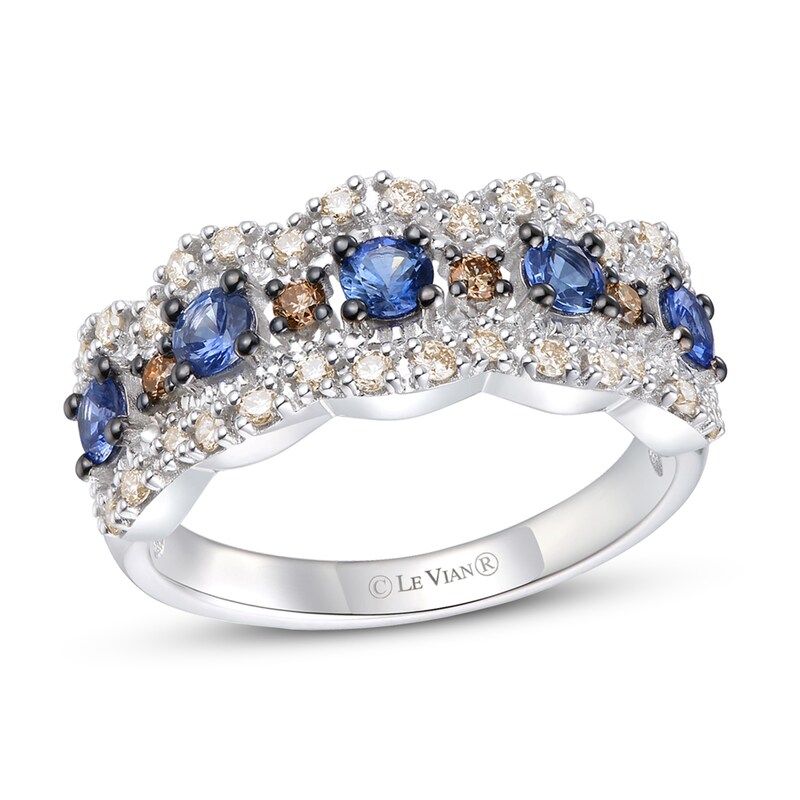 Main Image 1 of Previously Owned Le Vian Natural Blue Sapphire Ring 3/8 ct tw Diamonds 14K Vanilla Gold