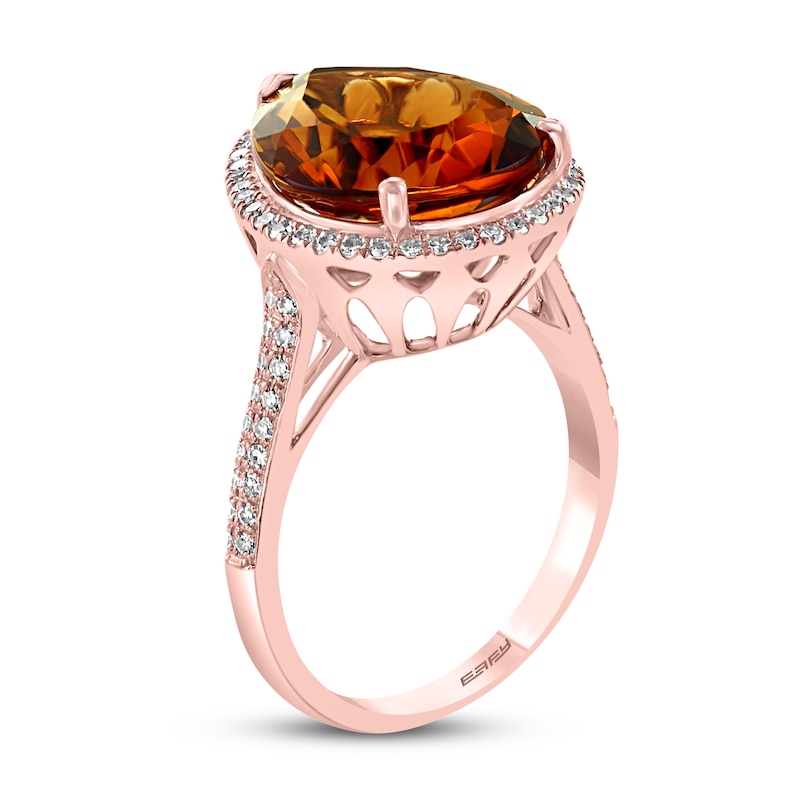 Main Image 2 of Previously Owned Effy Natural Citrine Ring 1/3 ct tw Diamonds 14K Rose Gold