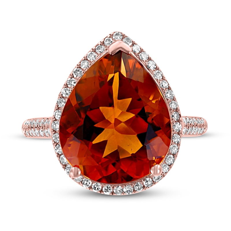 Main Image 3 of Previously Owned Effy Natural Citrine Ring 1/3 ct tw Diamonds 14K Rose Gold