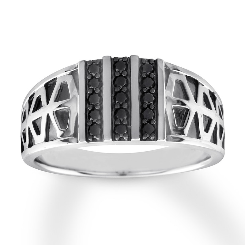 Previously Owned Black Diamond Men's Band 1/3 carat tw 10K White Gold