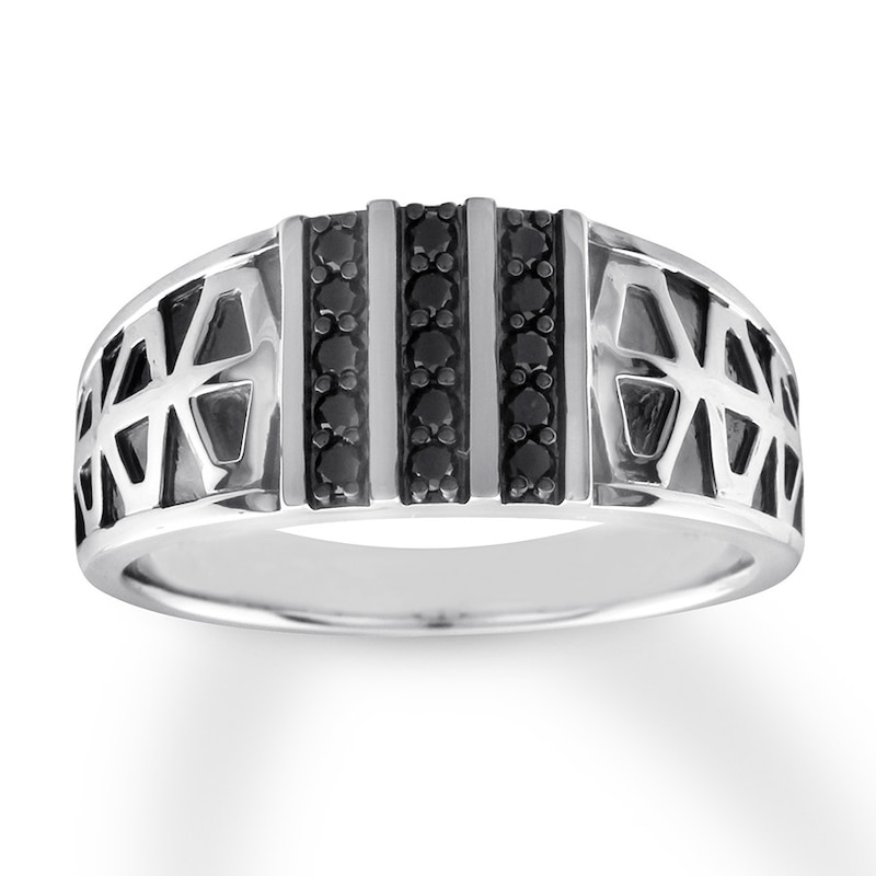 Previously Owned Black Diamond Men's Band 1/3 carat tw 10K White Gold ...