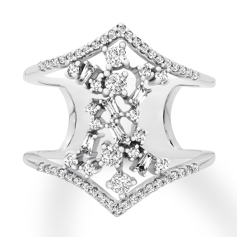 Main Image 1 of Previously Owned Scattered Diamond Ring 1/2 carat tw Round 10K White Gold