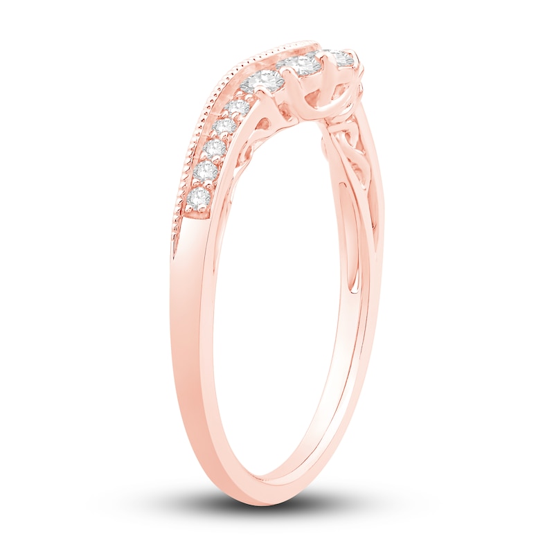 Main Image 2 of Previously Owned Diamond Contour Ring 1/3 ct tw Round 14K Rose Gold