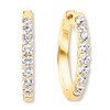 Thumbnail Image 2 of Previously Owned Diamond Hoop Earrings 1/2 ct tw Round 14K Yellow Gold