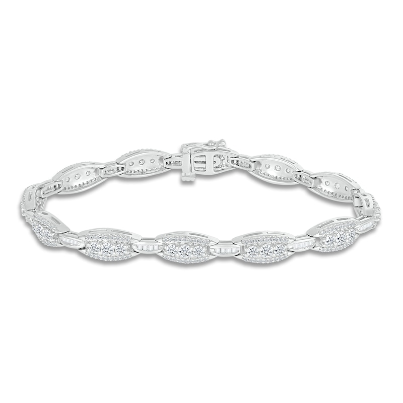 Main Image 1 of Previously Owned Diamond Bracelet 3 ct tw Round/Baguette 14K White Gold