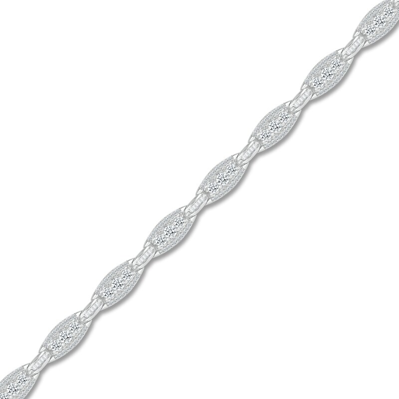 Main Image 2 of Previously Owned Diamond Bracelet 3 ct tw Round/Baguette 14K White Gold