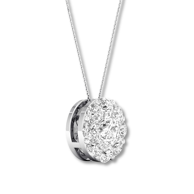 Main Image 2 of Previously Owned Diamond Necklace 1 ct tw Round 14K White Gold 16" to 18" Adj.