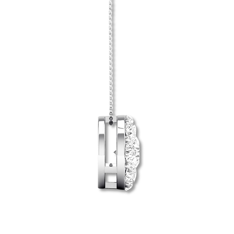 Main Image 3 of Previously Owned Diamond Necklace 1 ct tw Round 14K White Gold 16" to 18" Adj.