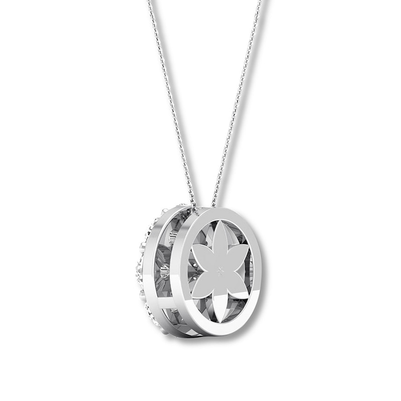 Main Image 4 of Previously Owned Diamond Necklace 1 ct tw Round 14K White Gold 16" to 18" Adj.
