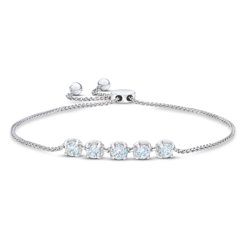 Main Image 1 of Previously Owned THE LEO First Light Diamond Bolo Bracelet 1 ct tw Round 14K White Gold