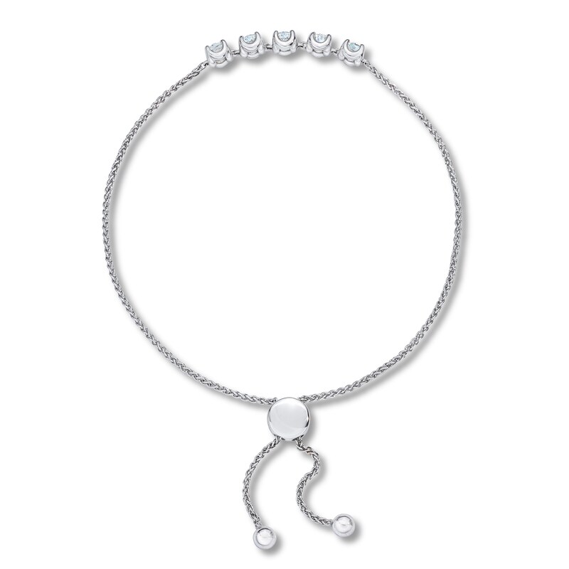 Main Image 2 of Previously Owned THE LEO First Light Diamond Bolo Bracelet 1 ct tw Round 14K White Gold