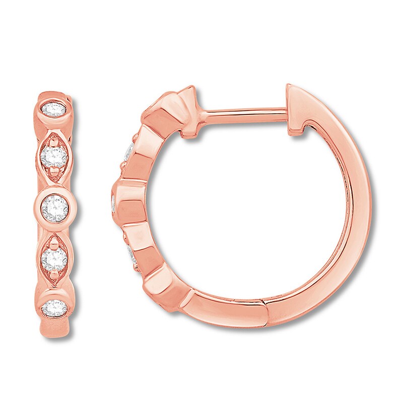 Main Image 1 of Previously Owned Diamond Hoop Earrings 1/6 carat tw 10K Rose Gold