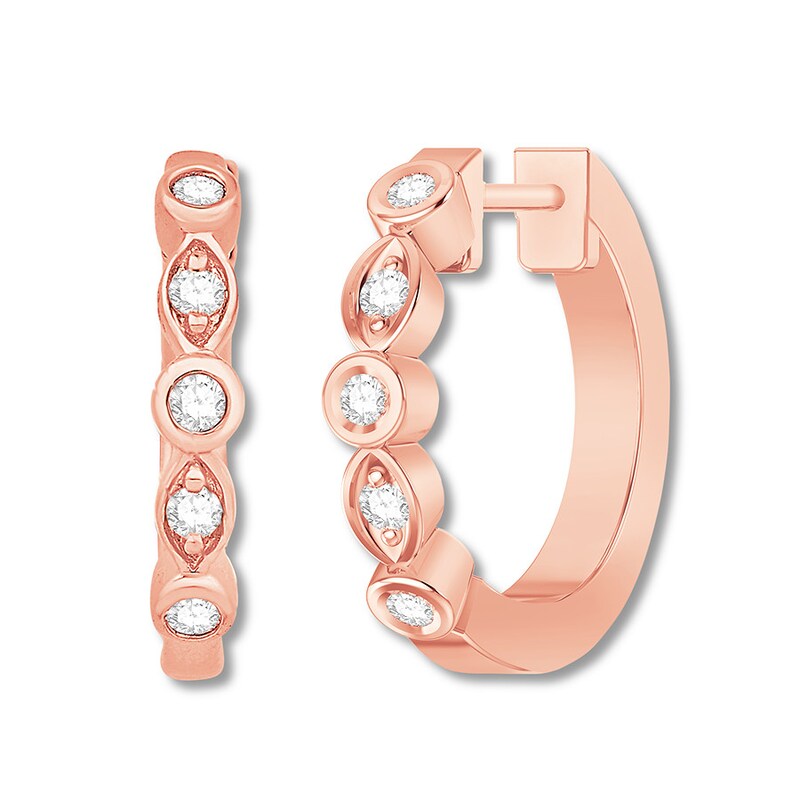 Main Image 2 of Previously Owned Diamond Hoop Earrings 1/6 carat tw 10K Rose Gold