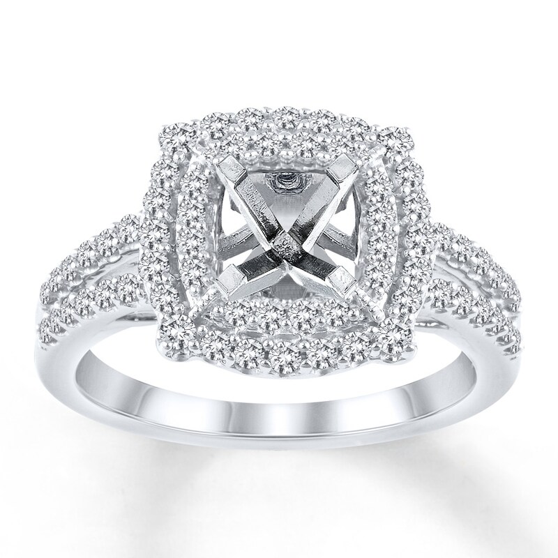 Main Image 1 of Previously Owned Diamond Ring Setting 5/8 ct tw Round-cut 14K White Gold