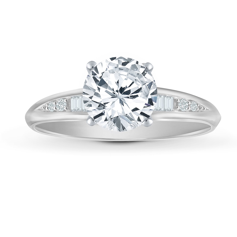 Main Image 3 of Previously Owned Diamond Ring Setting 1/8 ct tw Round/Baguette 14K White Gold