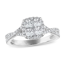 Previously Owned Diamond Engagement Ring 1 ct tw Princess/Round 14K White Gold