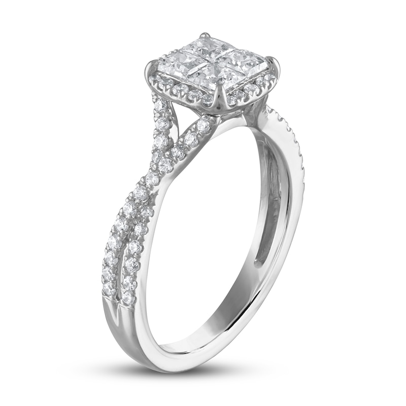 Main Image 2 of Previously Owned Diamond Engagement Ring 1 ct tw Princess/Round 14K White Gold