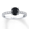 Thumbnail Image 1 of Previously Owned Black Diamond Engagement Ring 1-1/5 ct tw Round 14K White Gold