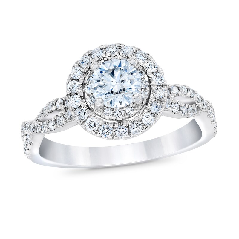 Previously Owned Royal Asscher Madeleine Diamond Engagement Ring 1 ct tw Round 14K White Gold
