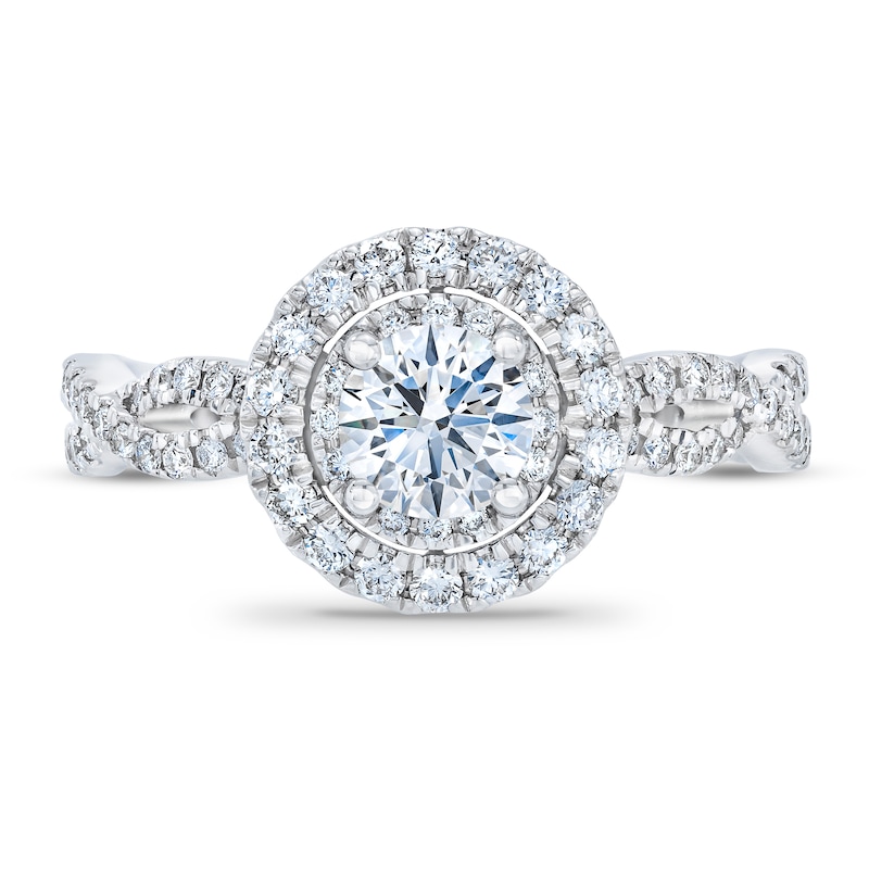 Main Image 3 of Previously Owned Royal Asscher Madeleine Diamond Engagement Ring 1 ct tw Round 14K White Gold