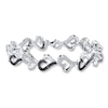 Thumbnail Image 1 of Previously Owned Diamond Heart Bracelet 1/10 ct tw Black/White Sterling Silver