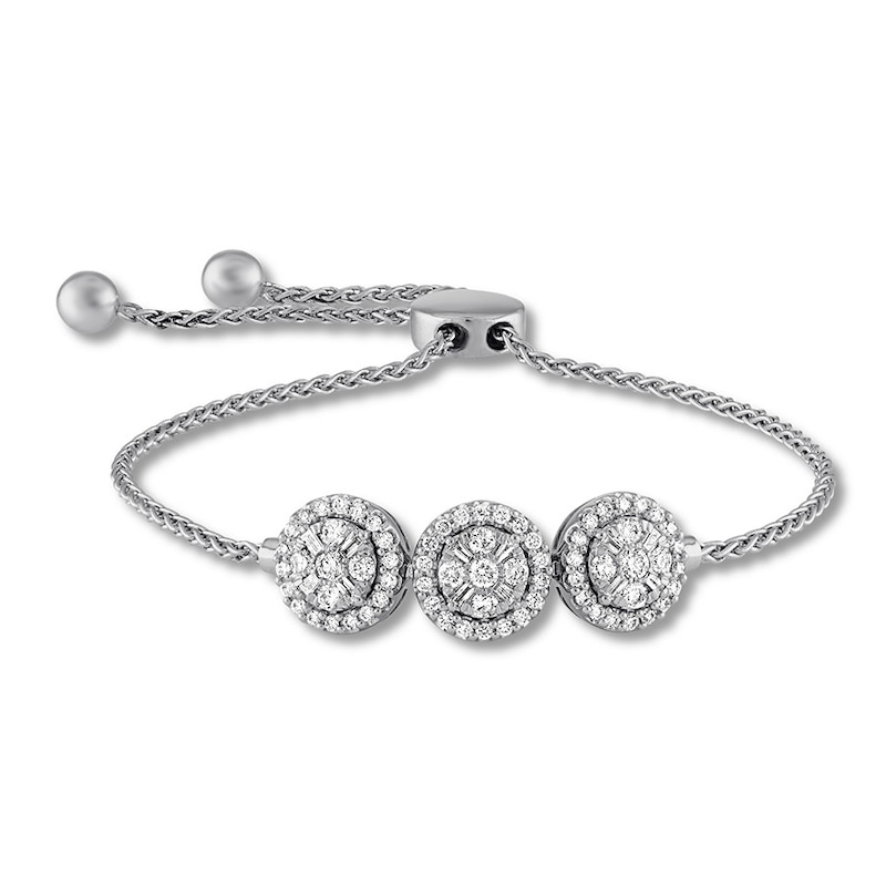 Main Image 1 of Previously Owned Diamond Bracelet 1/2 Carat tw Baguette/Round-Cut 10K White Gold