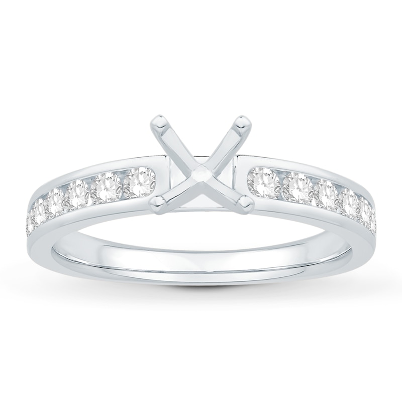 Main Image 1 of Previously Owned Diamond Engagement Ring Setting 3/8 ct tw Round Platinum