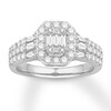 Thumbnail Image 1 of Previously Owned Diamond Engagement Ring 1 ct tw Round & Baguette 14K Gold