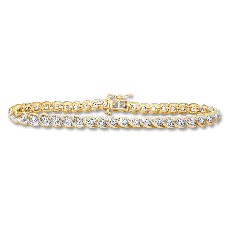 Main Image 1 of Previously Owned Diamond Bracelet 2 carat tw Round 14K Yellow Gold