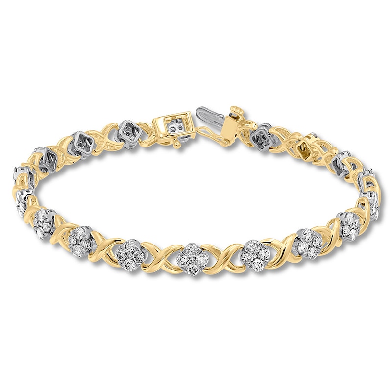 Main Image 1 of Previously Owned Diamond Bracelet 3 carats tw Round 14K Two-Tone Gold