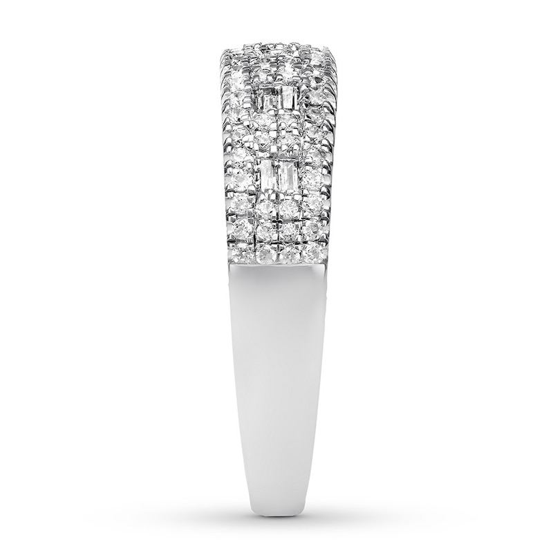 Main Image 3 of Previously Owned Diamond Anniversary Band 1/2 ct tw Round/Baguette 14K White Gold