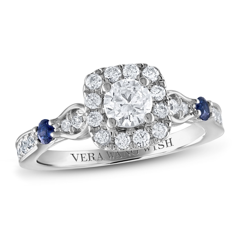 Main Image 1 of Previously Owned Vera Wang WISH Diamond Engagement Ring 3/4 ct tw Round 14K White Gold