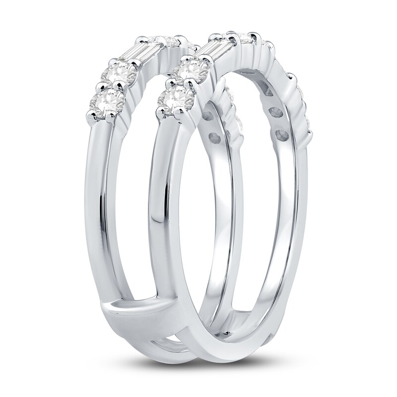 Main Image 2 of Previously Owned Diamond Enhancer Ring 7/8 ct tw Baguette/Round Platinum