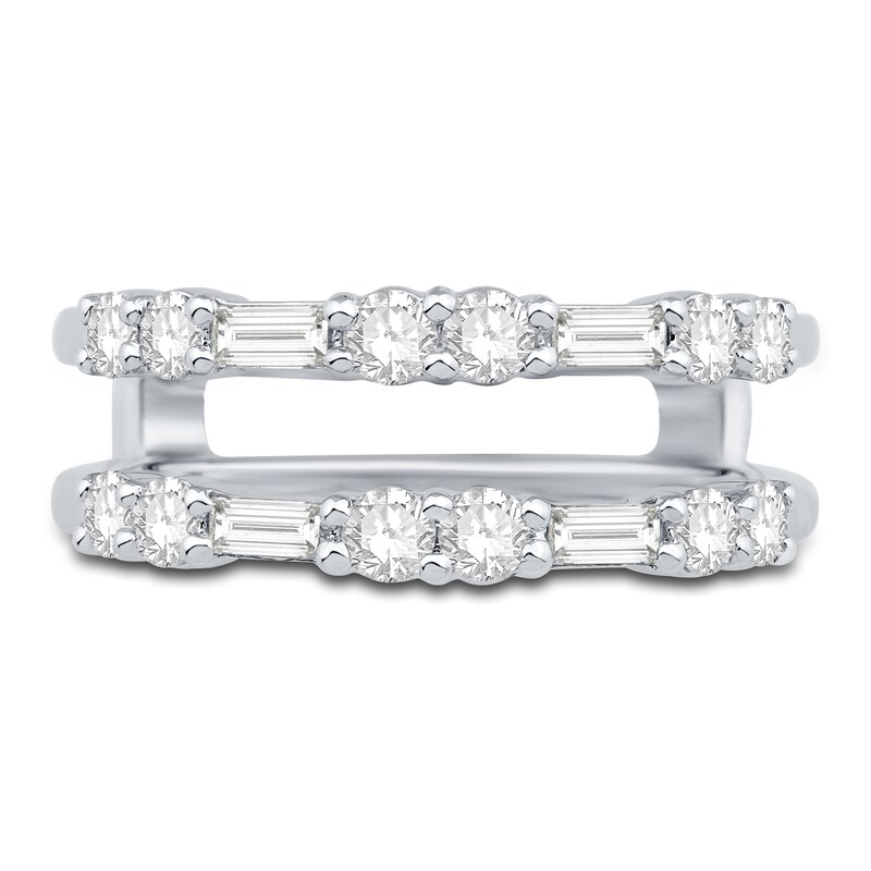 Main Image 3 of Previously Owned Diamond Enhancer Ring 7/8 ct tw Baguette/Round Platinum