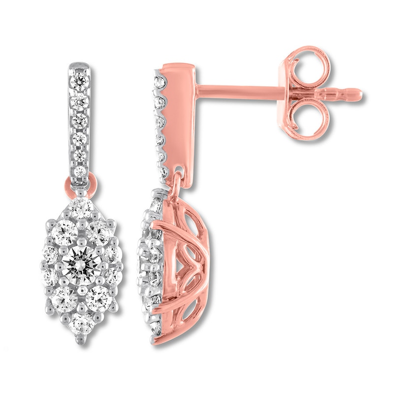 Main Image 2 of Previously Owned Diamond Dangle Earrings 1/2 ct tw Round 14K Rose Gold