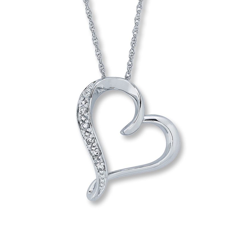Previously Owned Diamond Heart Necklace Round 10K White Gold