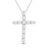 Thumbnail Image 1 of Previously Owned Diamond Cross Pendant Necklace 1/4 ct tw Round 10K White Gold
