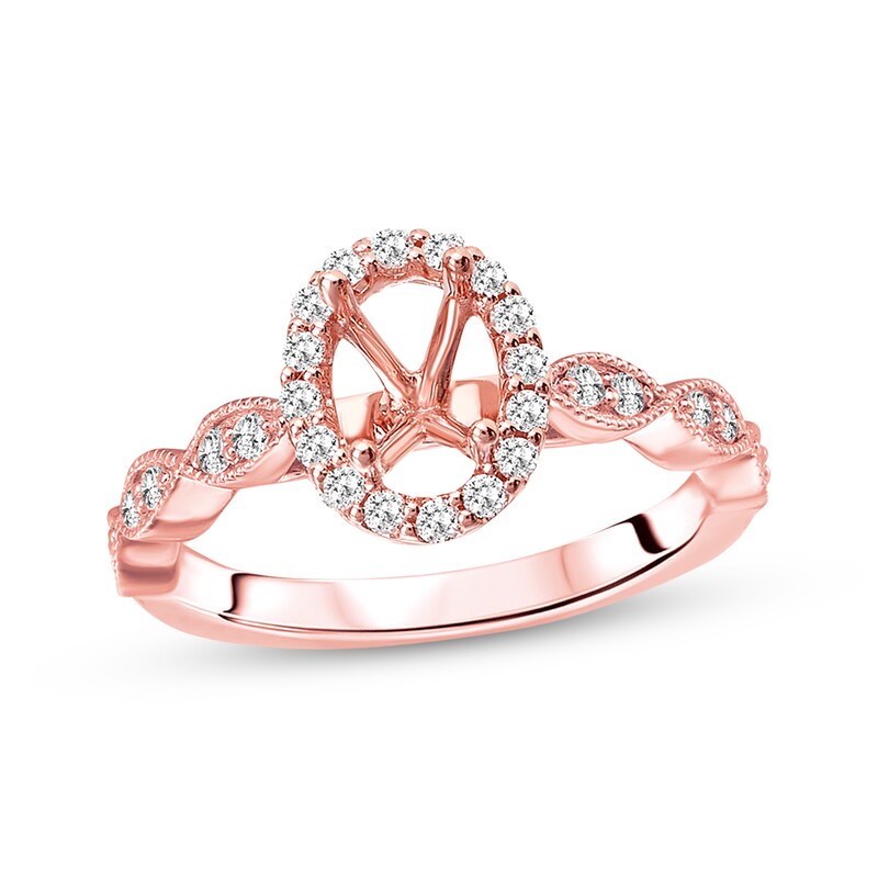 Main Image 1 of Previously Owned Diamond Ring Setting 1/3 carat tw Oval 14K Rose Gold