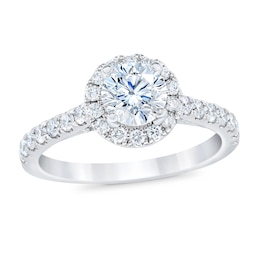 Previously Owned Royal Asscher Victoria Diamond Engagement Ring 1 1/4 ct tw Round 14K White Gold